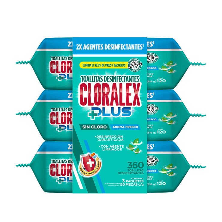 Cloralex Toallitas Desinfectantes sin Cloro 360 pzas