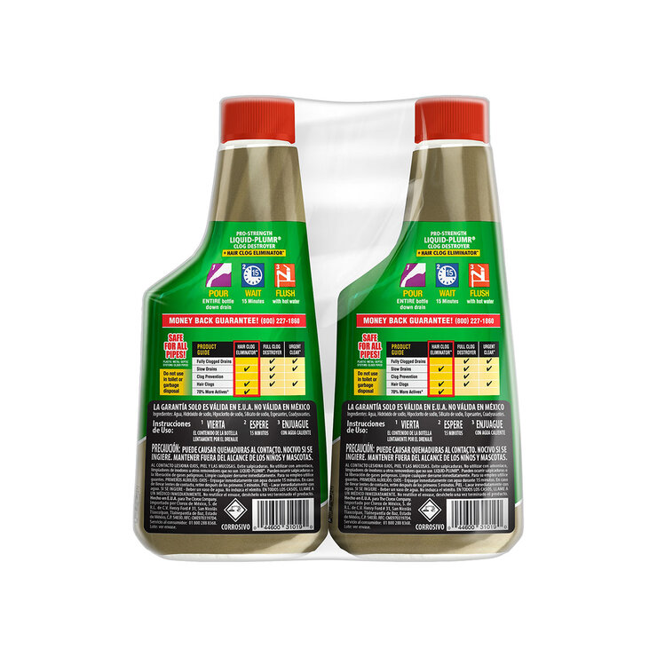 Clorox Liquid Plumr Hair Líquido Destapacaños 2 pzas de 473 ml  — Imagen 2 de 3