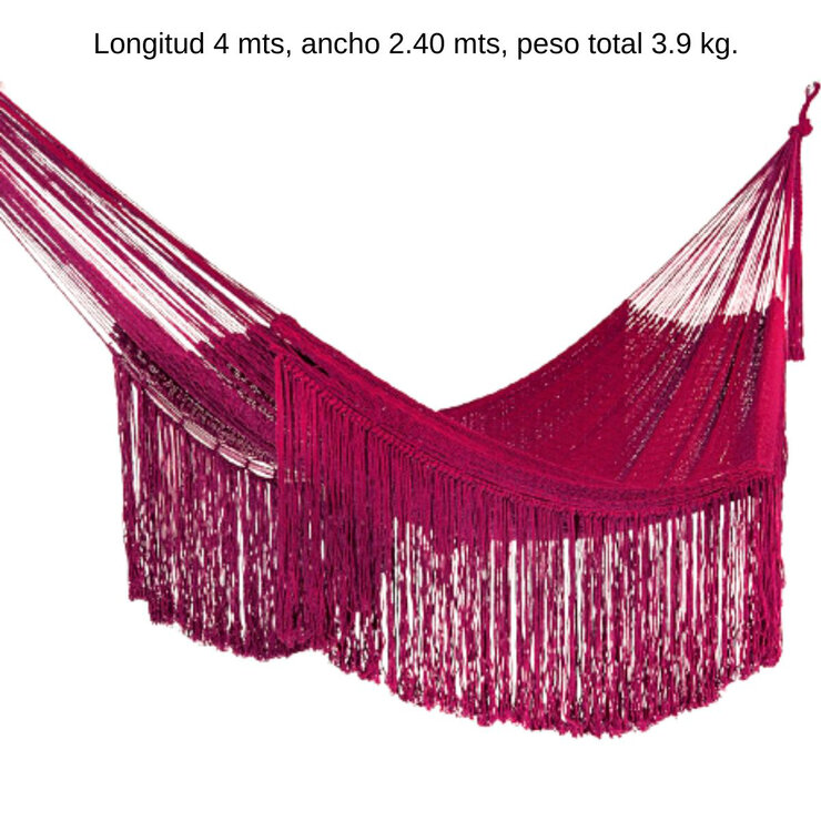 Arte Mayab, Hamaca Modelo Xtabay, Tamaño Queen, Color Vino — Imagen 3 de 4