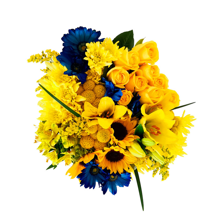 Chiltepec, Bouquet Mixto en Tonos Amarillo y Azul — Imagen 1 de 2