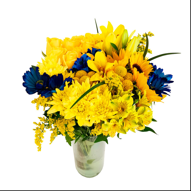 Chiltepec, Bouquet Mixto en Tonos Amarillo y Azul — Imagen 2 de 2