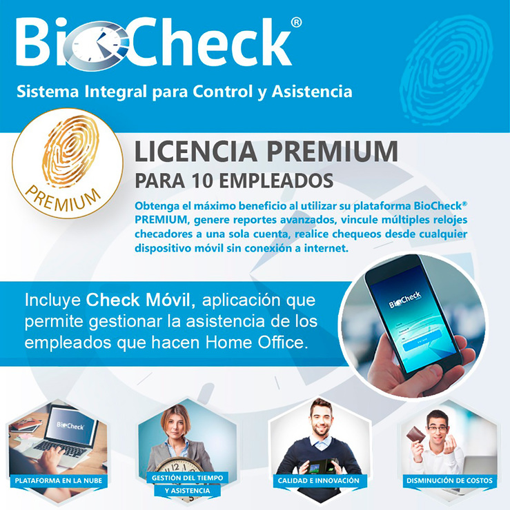 BioCheck, Licencia Premium por 1 Año para 10 Empleados  — Imagen 1 de 2