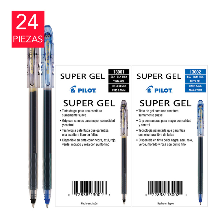 Pilot bolígrafo de gel punto fino 0.7mm negro y azul