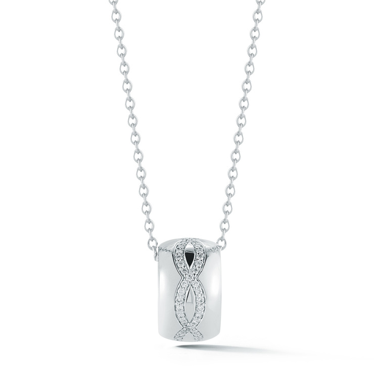 0.14ctw, Collar de Diamantes, Corte Redondo, Oro Blanco de 14kt — Imagen 1 de 3