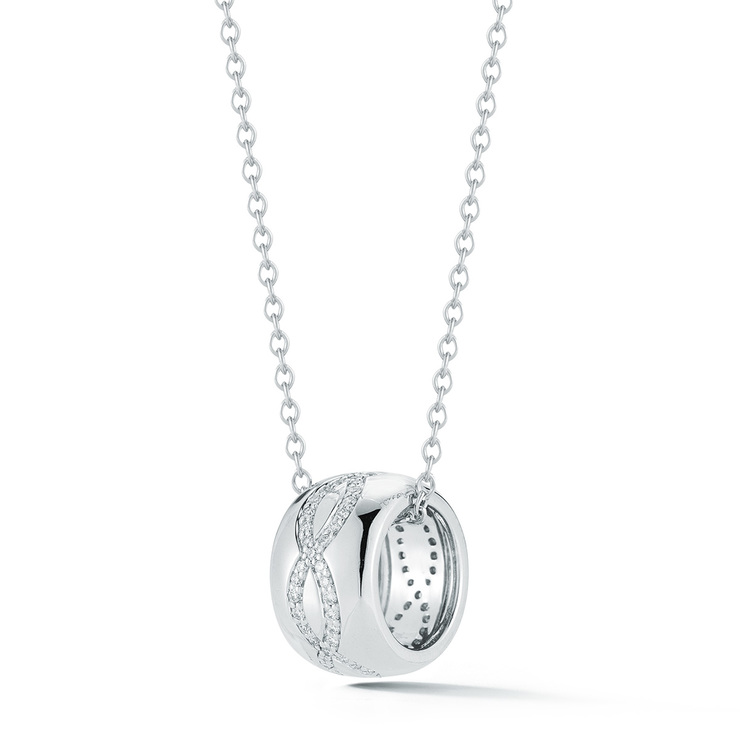 0.14ctw, Collar de Diamantes, Corte Redondo, Oro Blanco de 14kt — Imagen 2 de 3