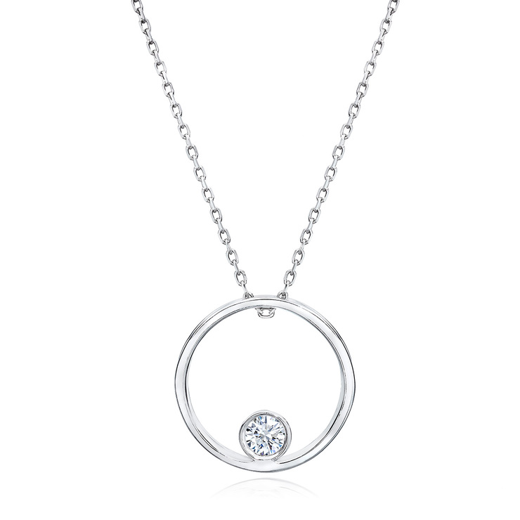 0.15ctw, Collar en Forma de Circulo con Diamante, Corte Redondo, Oro Blanco de 14kt — Imagen 1 de 2