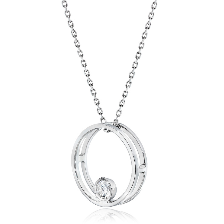 0.15ctw, Collar en Forma de Circulo con Diamante, Corte Redondo, Oro Blanco de 14kt — Imagen 2 de 2