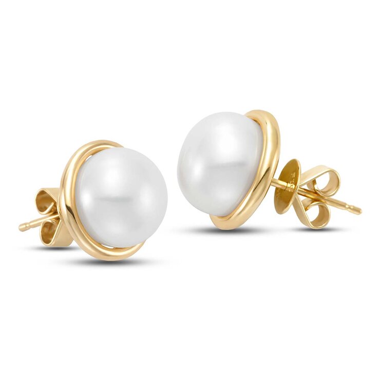 Aretes de Poste, Perla, Oro Amarillo, 14kt — Imagen 1 de 4