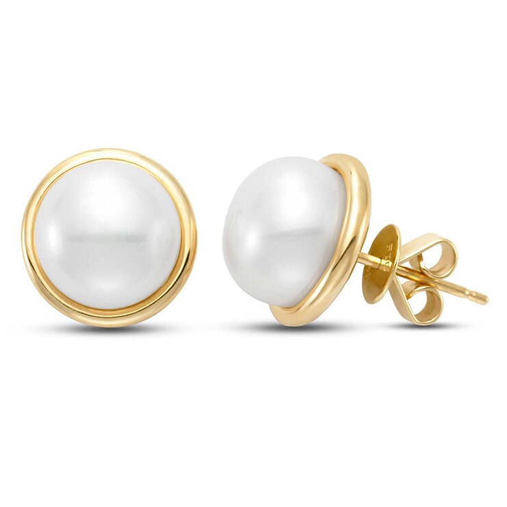 Aretes de Poste, Perla, Oro Amarillo, 14kt — Imagen 2 de 4