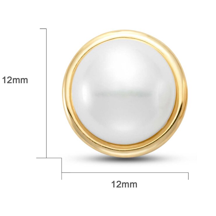 Aretes de Poste, Perla, Oro Amarillo, 14kt — Imagen 3 de 4