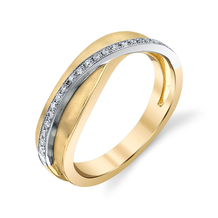 Anillo, 0.16ctw Diamantes, Oro Blanco y Amarillo de 14kt