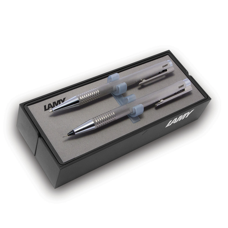 Lamy set de bolígrafo punto mediano y portaminas 0.5mm logo acero inoxidable cepillado — Imagen 1 de 2