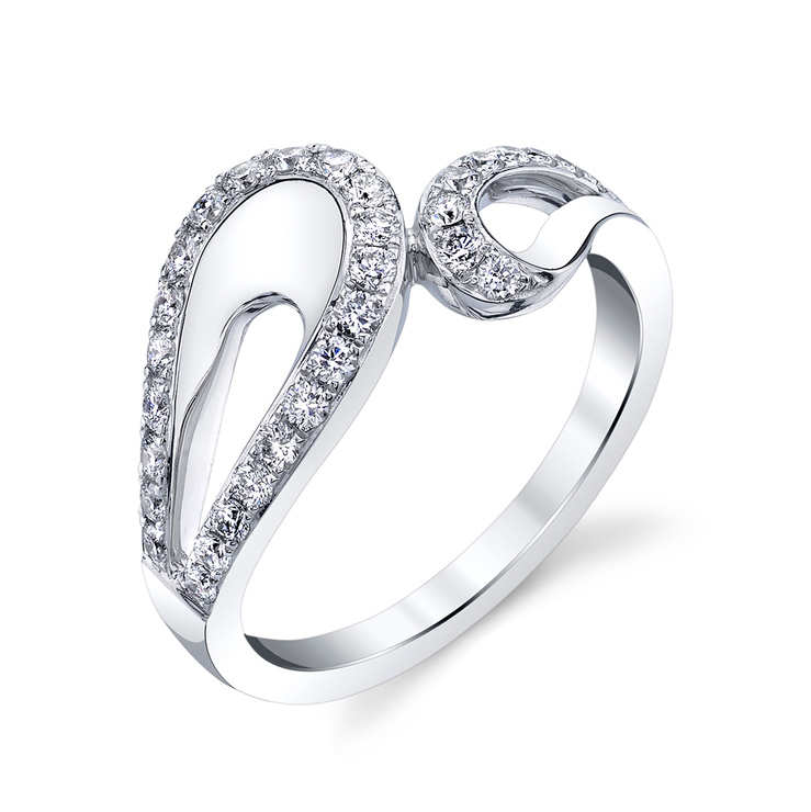 Anillo, 0.12ctw Diamantes, Oro Blanco de 14kt