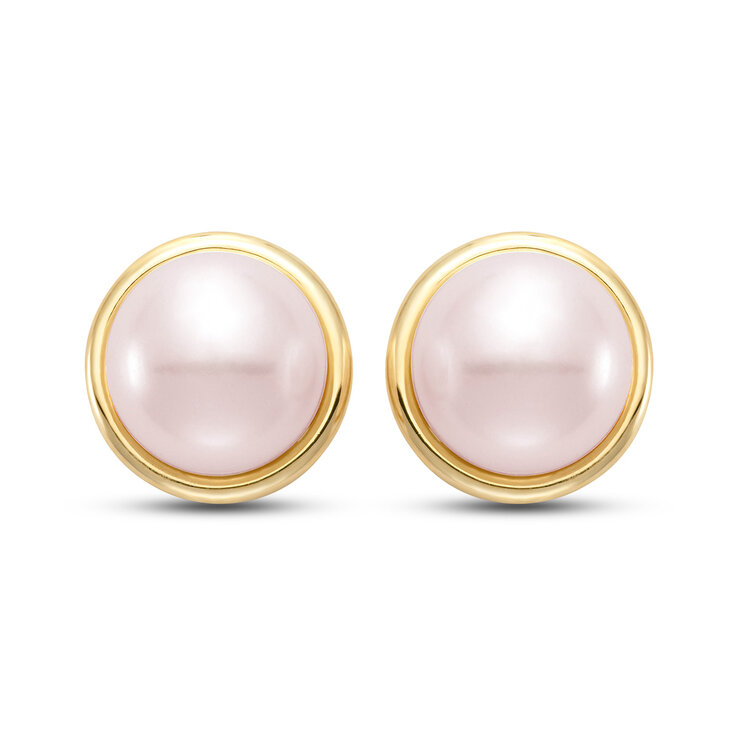 Aretes de Perla, 9-10mm, Oro Amarillo de 14K — Imagen 2 de 2