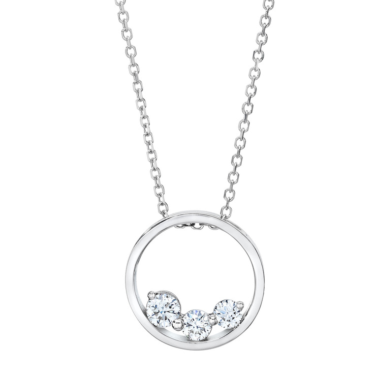 0.33ctw, Collar de Diamantes, Corte Redondo, Oro Blanco de 14kt — Imagen 1 de 2