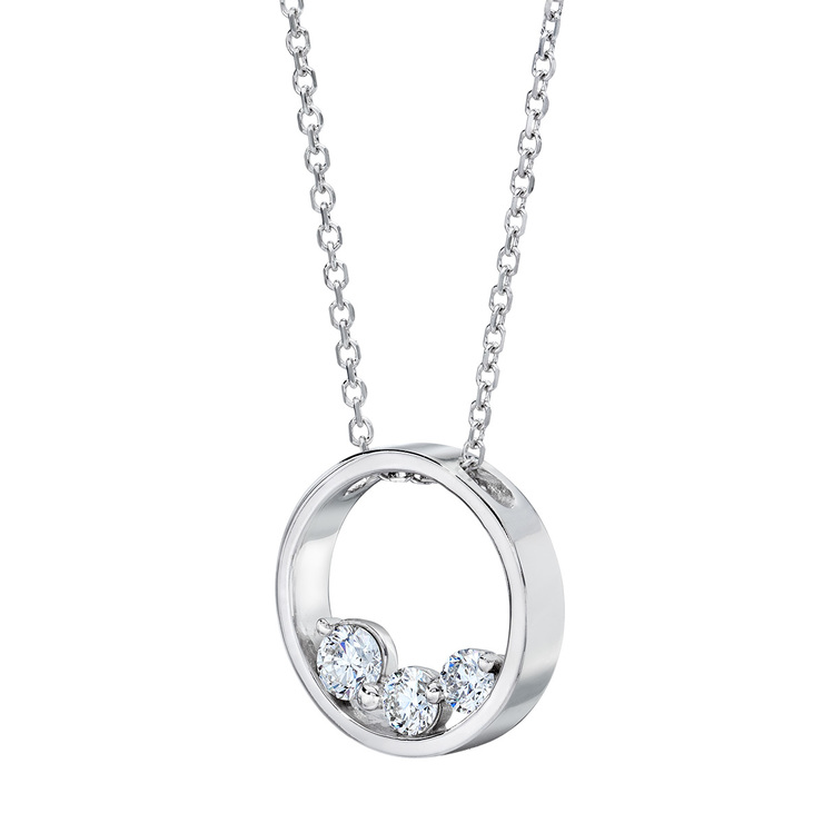 0.33ctw, Collar de Diamantes, Corte Redondo, Oro Blanco de 14kt — Imagen 2 de 2