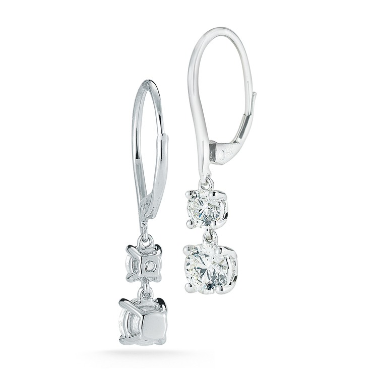 1.40ctw, Aretes de Diamantes, Corte Redondo, Oro Blanco de 14Kt — Imagen 3 de 3