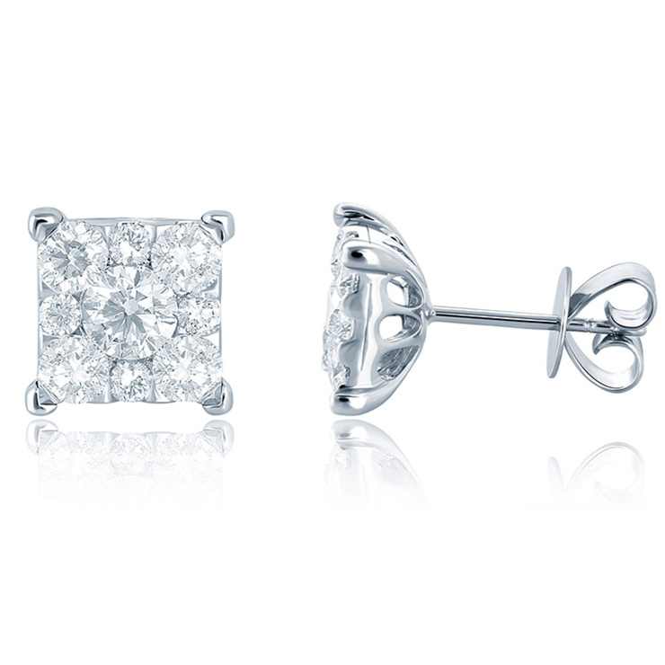 1.38ctw, Aretes de Diamantes, Corte Redondo, Oro Blanco de 14kt — Imagen 1 de 2
