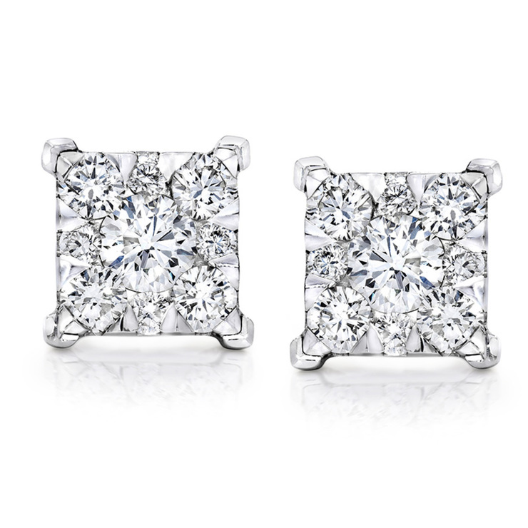 1.38ctw, Aretes de Diamantes, Corte Redondo, Oro Blanco de 14kt — Imagen 2 de 2