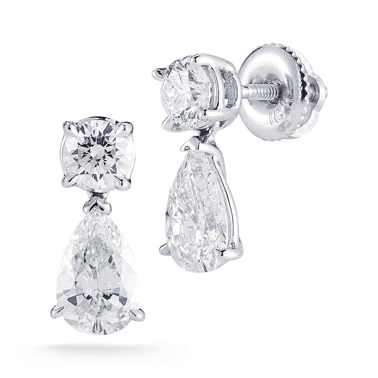 2.00ctw, Aretes de Diamantes, Forma de Pera, Oro Blanco de 18kt — Imagen 1 de 2