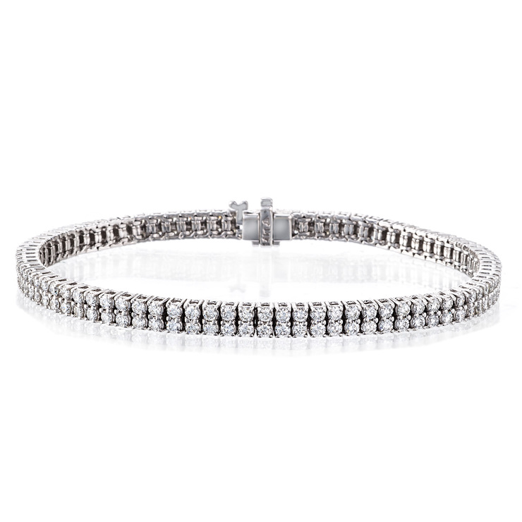 4.0ctw, Pulsera tenis de Diamantes, 17.78cm, Corte Redondo Brillante, Oro Blanco 14K — Imagen 1 de 2