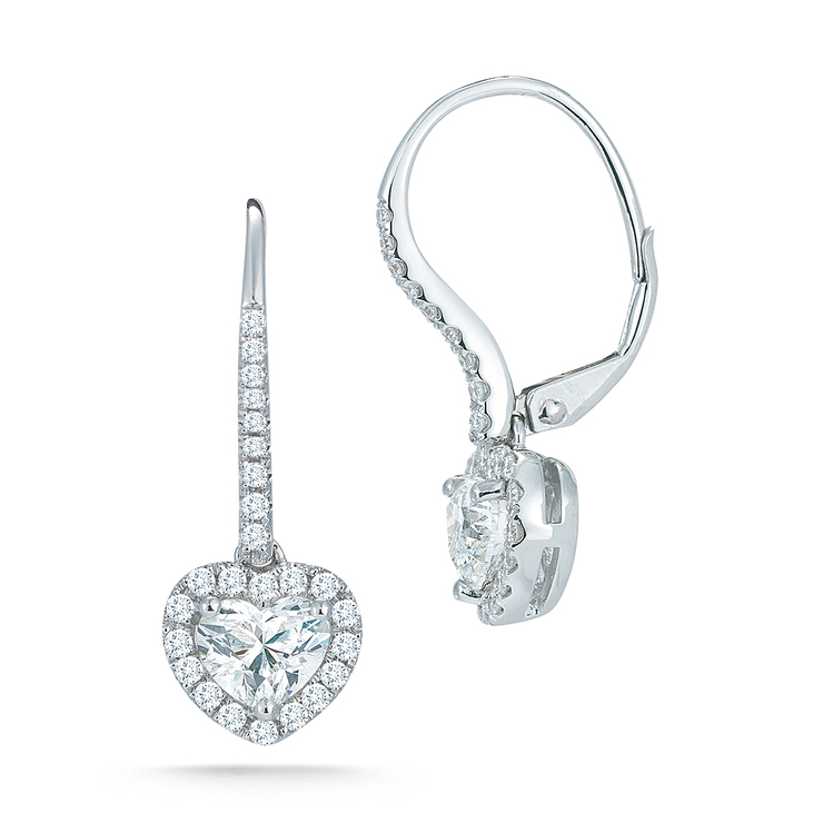 1.70ctw, Aretes de Diamantes, Forma de Corazón, Oro Blanco 14kt — Imagen 1 de 2