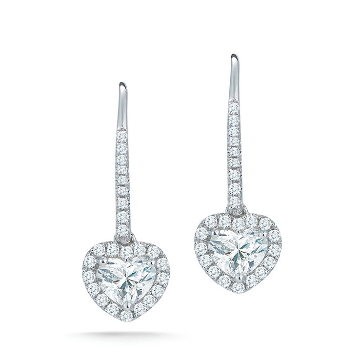 1.70ctw, Aretes de Diamantes, Forma de Corazón, Oro Blanco 14kt — Imagen 2 de 2