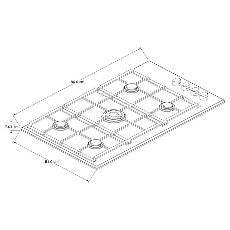 Parrilla de gas 5 quemadores 86cm Whirlpool — Imagen 2 de 2