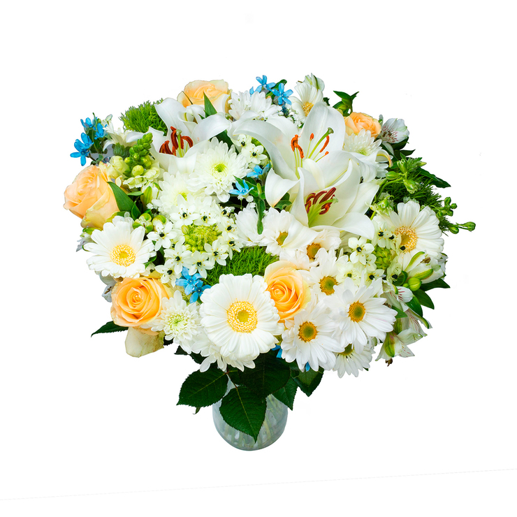Chiltepec, Bouquet Mixto en Tonos Blanco y Azul — Imagen 2 de 3