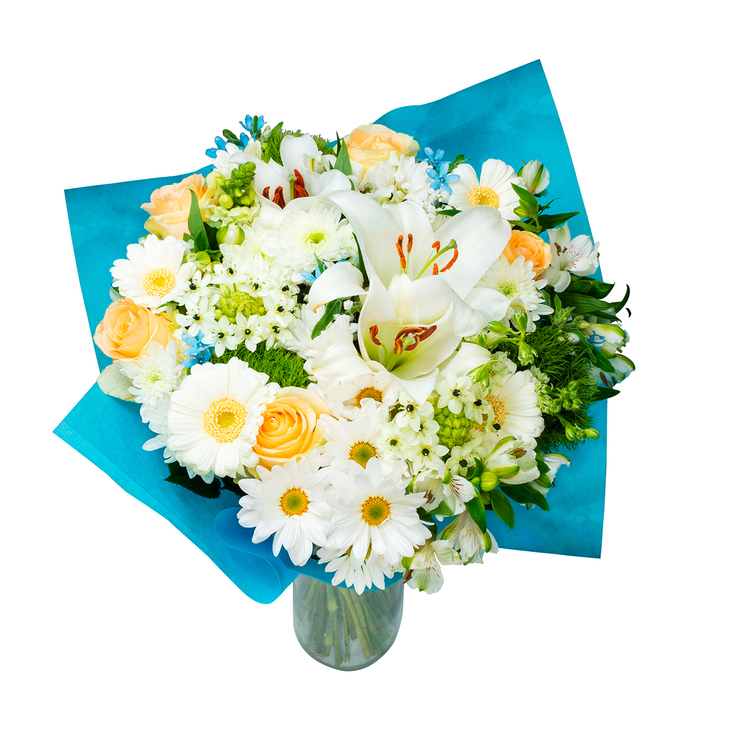 Chiltepec, Bouquet Mixto en Tonos Blanco y Azul — Imagen 3 de 3