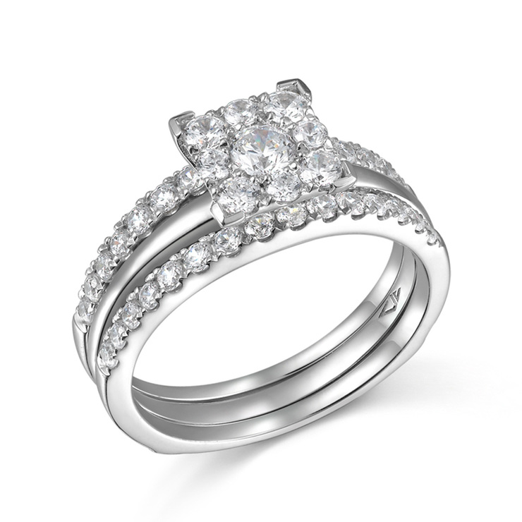 Anillo, 1.00ctw Diamantes, Oro Blanco de 14Kt — Imagen 1 de 4