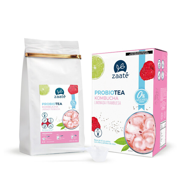 Zaaté Té Blanco Kombucha Limonada Frambuesa sin Azúcar 700 g