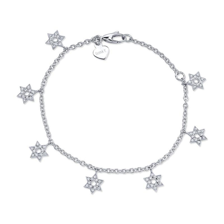 0.42ctw, Brazalete con Estrellas de David de Diamantes, Oro Blanco de 14kt — Imagen 1 de 2