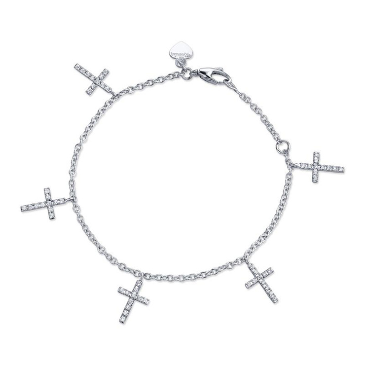 0.50ctw, Pulsera con Cruces de Diamantes, Oro Blanco de 14kt — Imagen 1 de 2