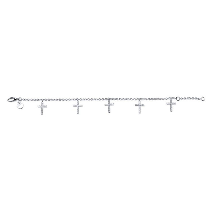 0.50ctw, Pulsera con Cruces de Diamantes, Oro Blanco de 14kt — Imagen 2 de 2