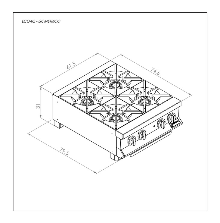 Parrilla San-Son de 4 quemadores, acero inoxidable  — Imagen 4 de 4
