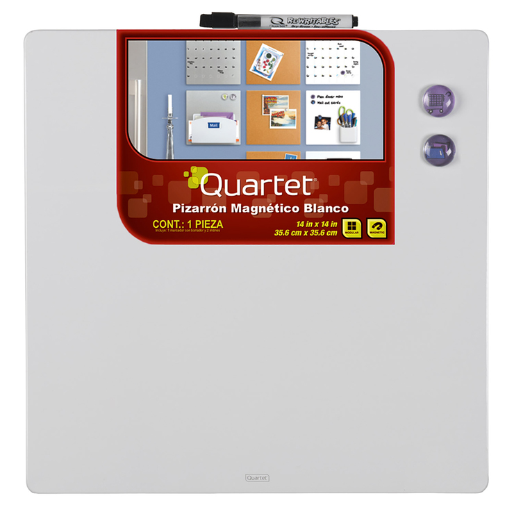 Quartet Pizarrón Magnético de 35.6 cm x 35.6 cm sin Marco Color Blanco — Imagen 1 de 3