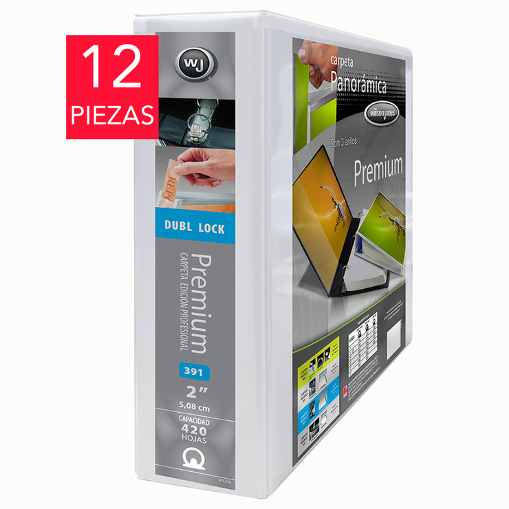 Wilson Jones Carpeta de 2 Pulgadas con 3 Arillos en O Premium Color Blanco — Imagen 1 de 3