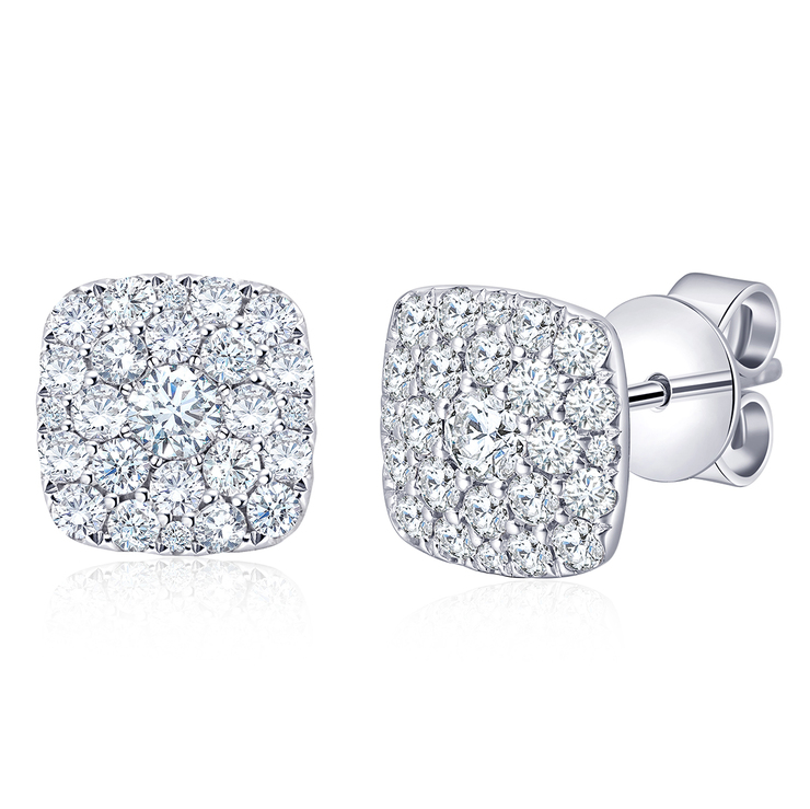 Aretes, 0.85ctw Diamantes, Oro Blanco de 14kt — Imagen 1 de 4
