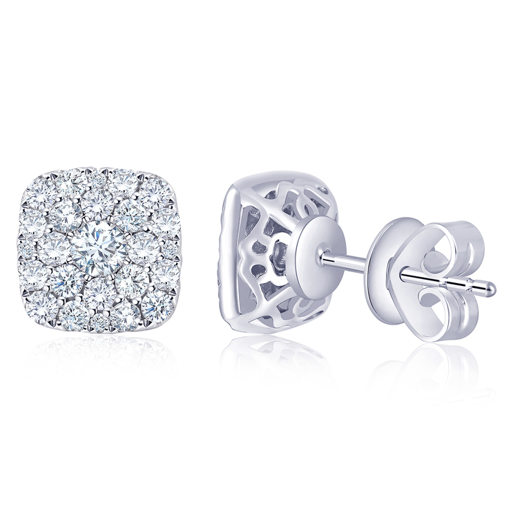 Aretes, 0.85ctw Diamantes, Oro Blanco de 14kt — Imagen 2 de 4