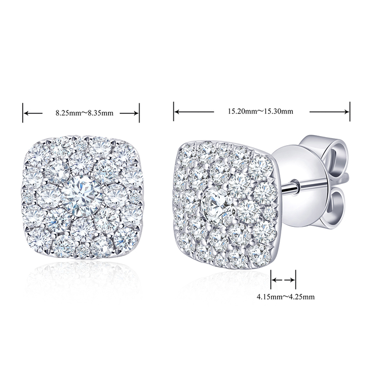 Aretes, 0.85ctw Diamantes, Oro Blanco de 14kt — Imagen 3 de 4