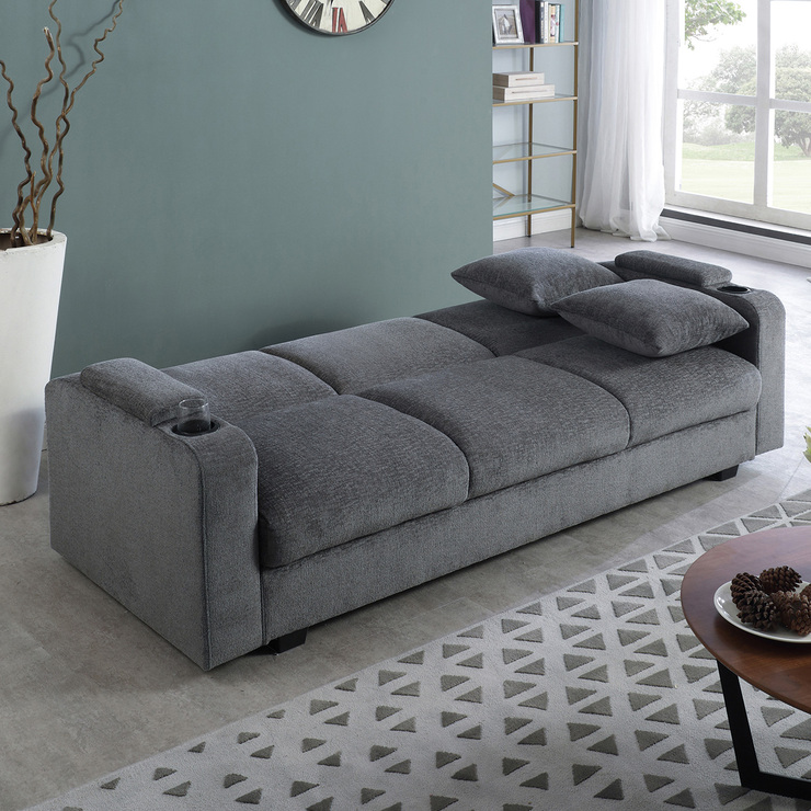 Coaster, Sofá cama Gris Colección Heideck 3 plazas con porta vasos — Imagen 2 de 4