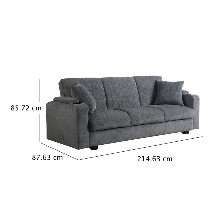 Coaster, Sofá cama Gris Colección Heideck 3 plazas con porta vasos — Imagen 4 de 4