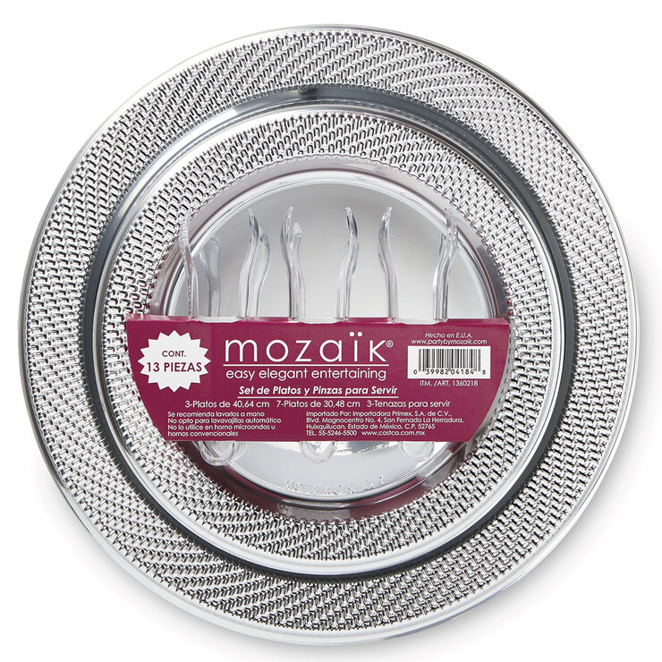 Mozaik  Set de Platos Desechables Redondos con Tenazas 13 piezas — Imagen 2 de 2