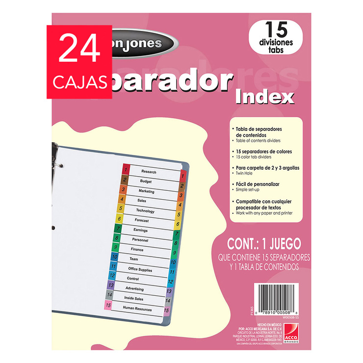 Wilson Jones Separadores 15 Divisiones Formato Vertical — Imagen 1 de 2