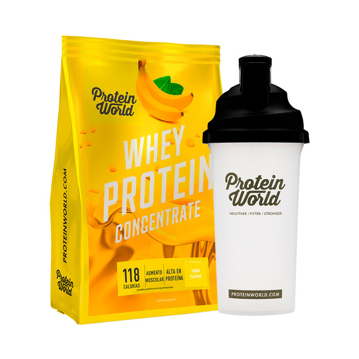 Proteína en Polvo Sabor Plátano, Protein World Whey, 900 g — Imagen 1 de 3