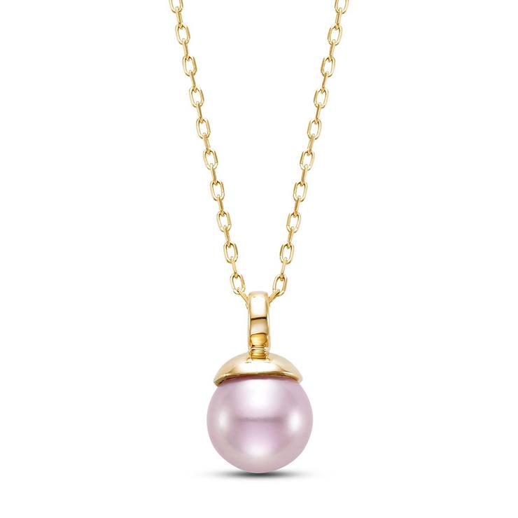 Dije de Perla con Cadena, Oro Amarillo, 14kt  — Imagen 1 de 4