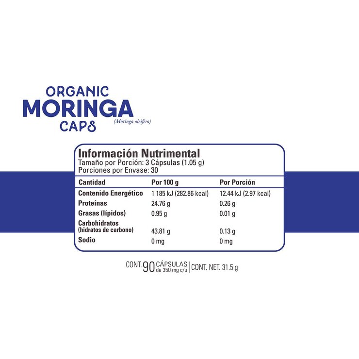 Organic Side Moringa 90 Cápsulas — Imagen 2 de 2