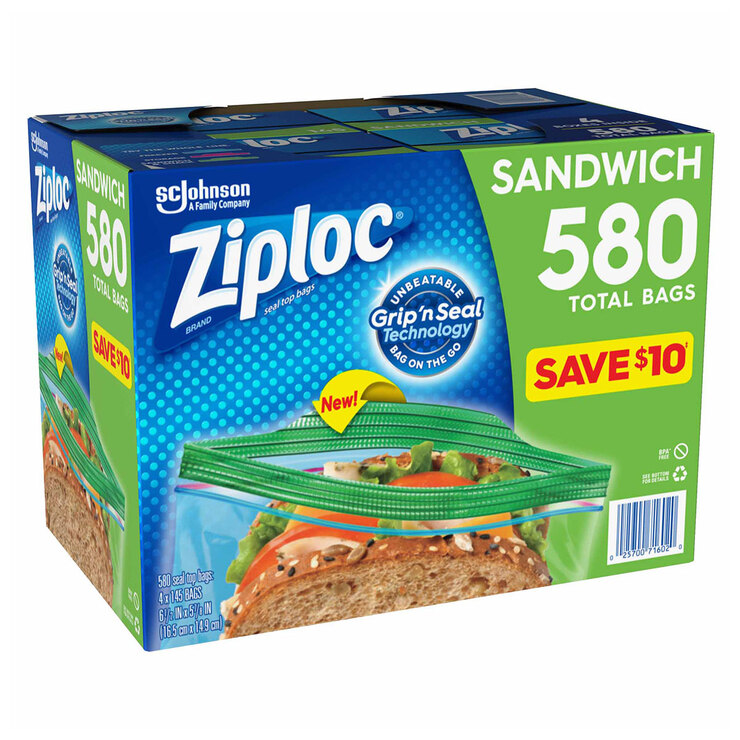 Ziploc Bolsas para Sandwich Reutilizables  580 pzas — Imagen 1 de 3