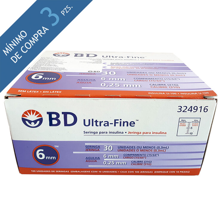 BD Jeringa Uf 0.3ml 31G6mm c/100 Autocontenida — Imagen 1 de 3